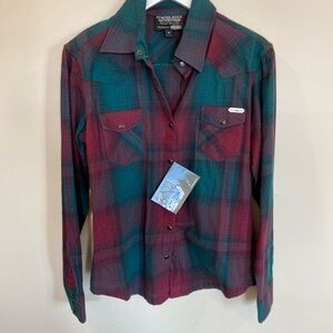 Powder River Outfitters By Panhandle Snap Closure Plaid Top Womens Medium